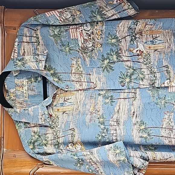 Mens hawian print casual button-down shirt. Great‎ VINTAGE print. Size large. - Picture 2 of 11